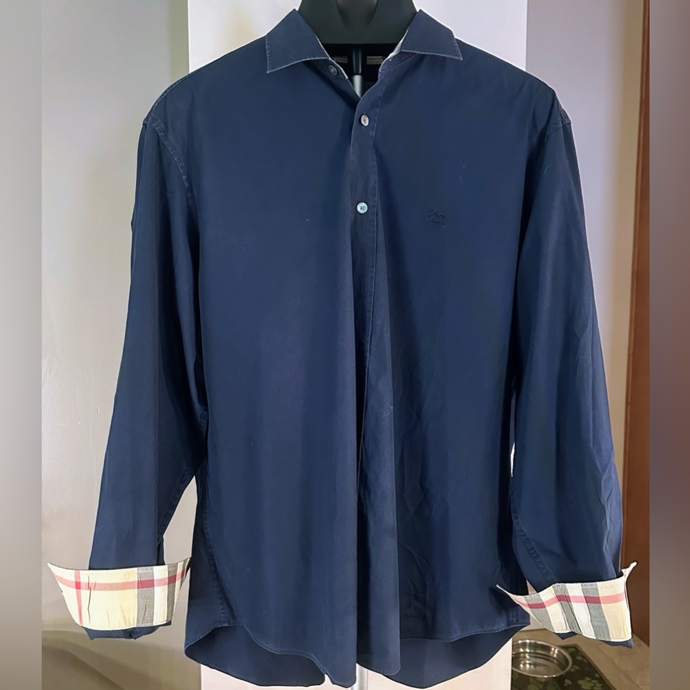Burberry London England Black XXL Shirt | Nova Check Flip Cuff | Stretch Cotton